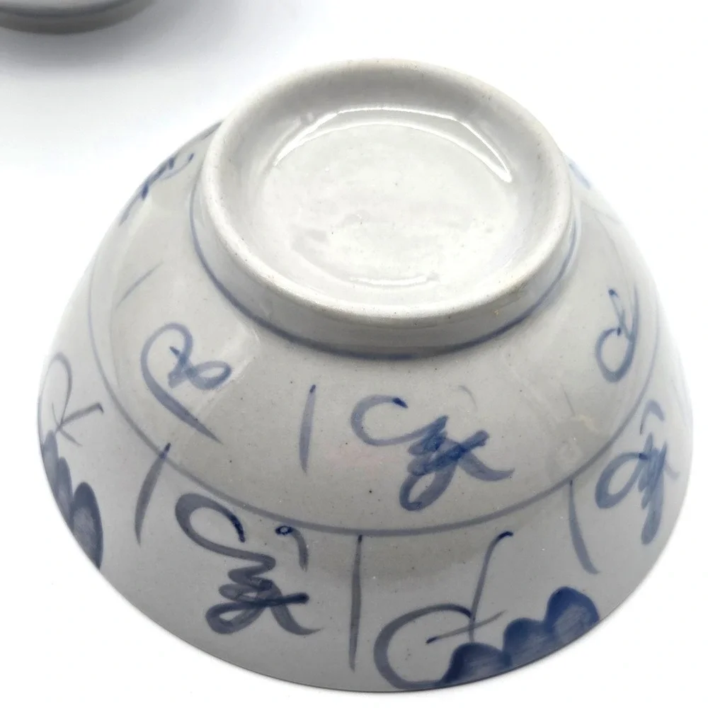 Porcelain Rice Soup Bowls  Asian/Oriental Blue & White  VINTAGE